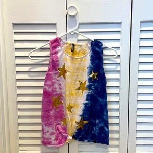 Tie-dye tank with Gold Stars